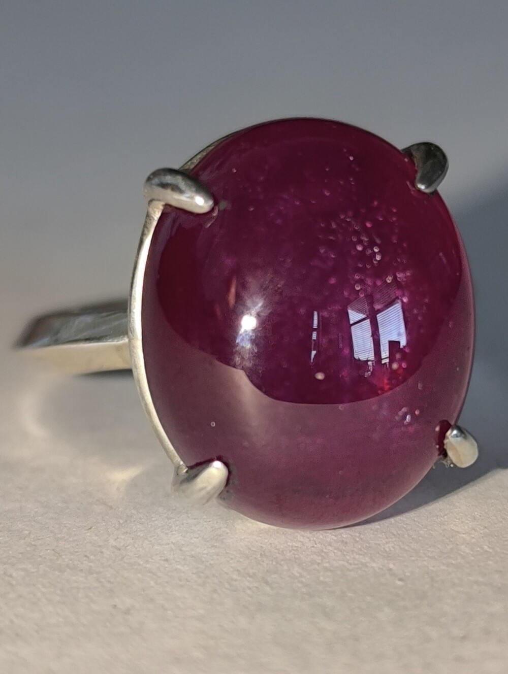 Magnificent Huge Natural Oval Ruby Sterling Silver Ring 22.02ct, Size 9.25